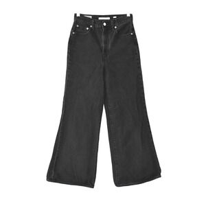 A5 Auth LEVIS PREMIUM Black High Loose Flare Jeans Size 24